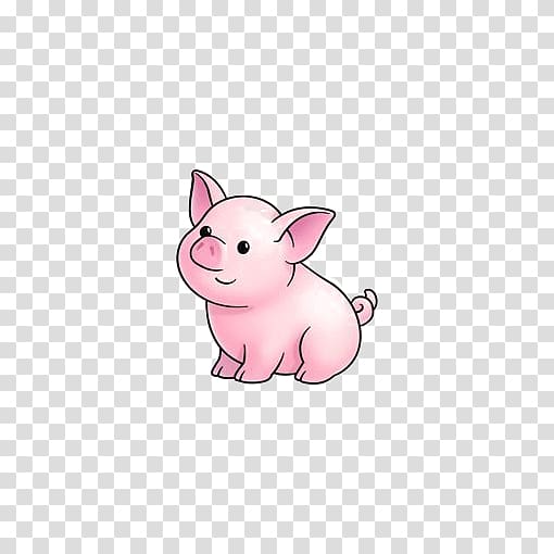 Large White pig Cartoon Sticker , Pink pig transparent background PNG clipart