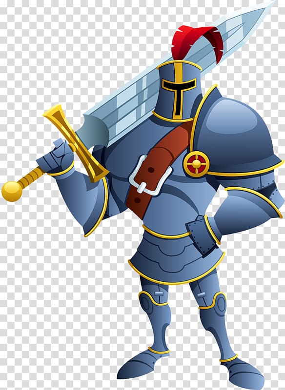 Knight Cartoon Illustration, Hand-painted warrior transparent background PNG clipart