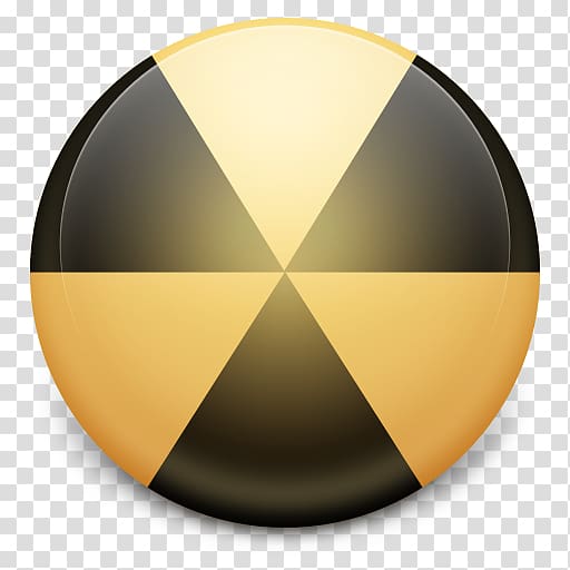 round yellow and black RadioActive logo, yellow sphere circle, Burn transparent background PNG clipart