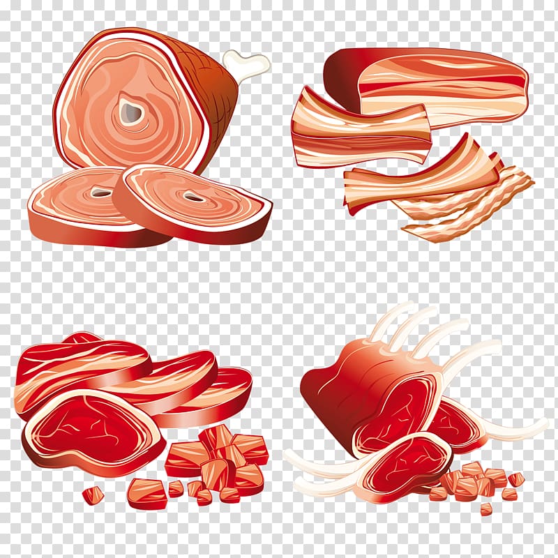 Ham Bacon Barbecue Meat Lamb and mutton, Sausage transparent background PNG clipart