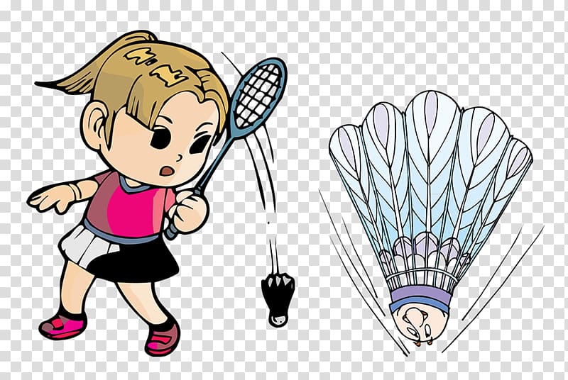 Badminton Shuttlecock Cartoon , Cartoon badminton player transparent background PNG clipart