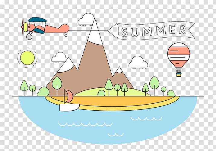 , Hot Air Balloon sea island island transparent background PNG clipart