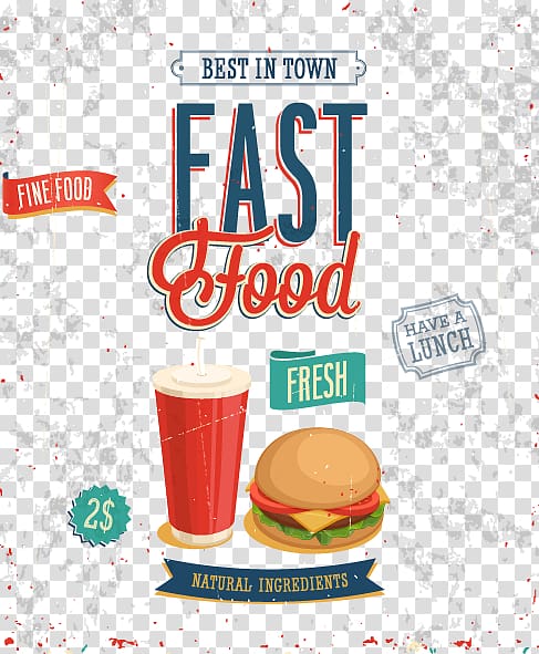 Hamburger Fast food Junk food Poster, menu transparent background PNG clipart
