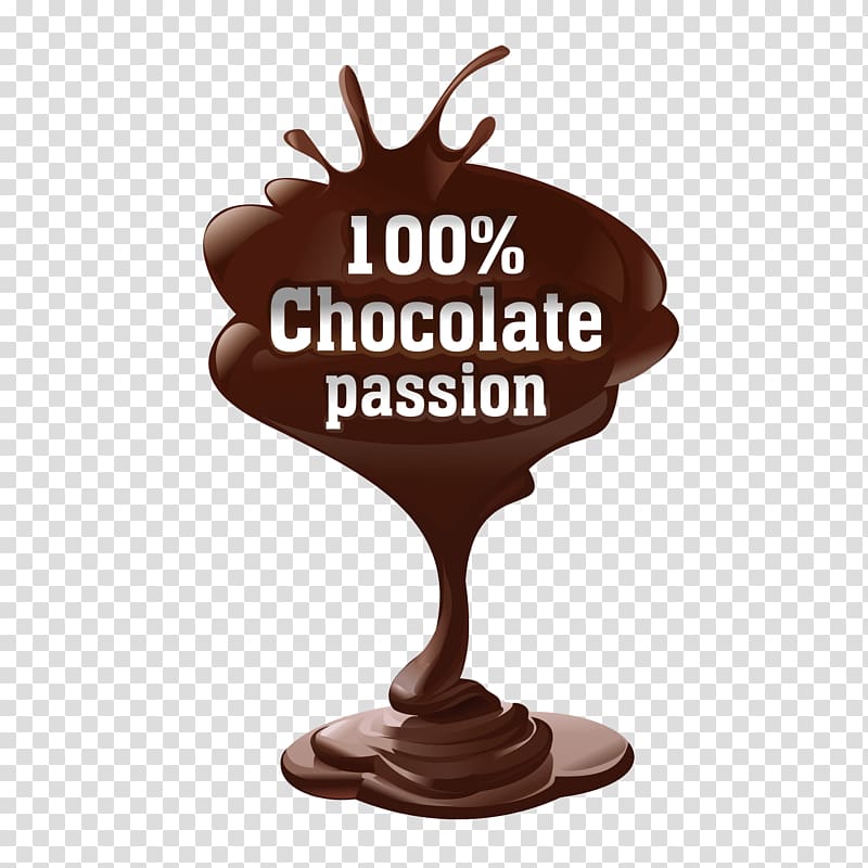 100% chocolate passion text, Chocolate truffle Chocolate bar Cocoa bean, Liquid Chocolate transparent background PNG clipart