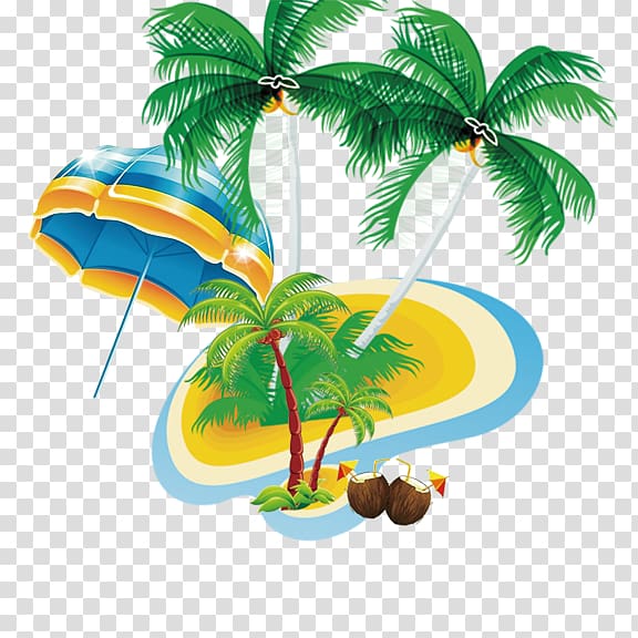 Coconut Nata de coco Tree Beach, Palm beach transparent background PNG clipart