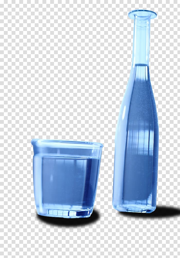 Water Glass bottle, Blue fantasy water bottles and cups transparent background PNG clipart