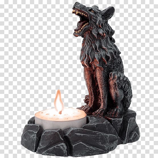Tealight Gray wolf Candlestick, Candle transparent background PNG clipart