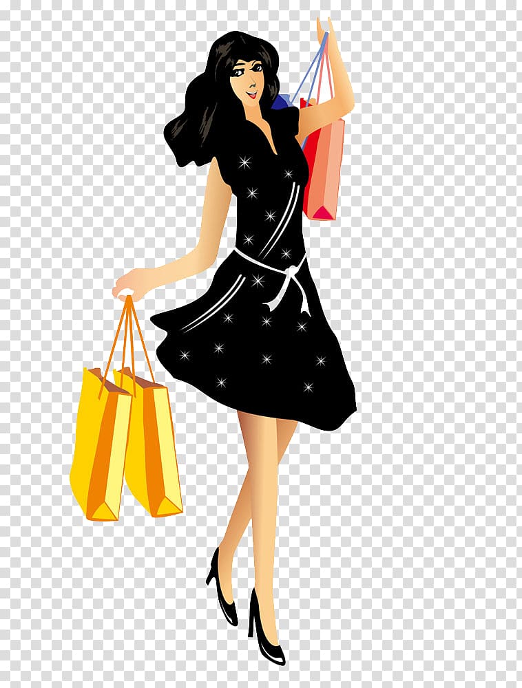 Shopping bag Woman Illustration, Shopping women transparent background PNG clipart