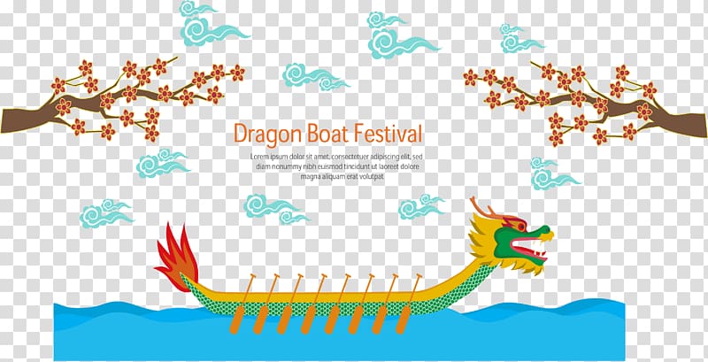 China Chinese New Year Dragon Boat Festival, Chinese wind dragon boat transparent background PNG clipart