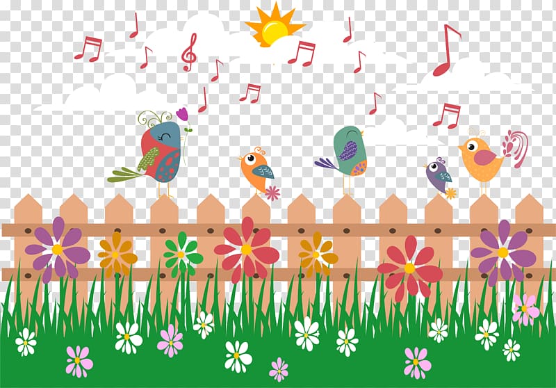 Bird Floral design , Singing the bird transparent background PNG clipart