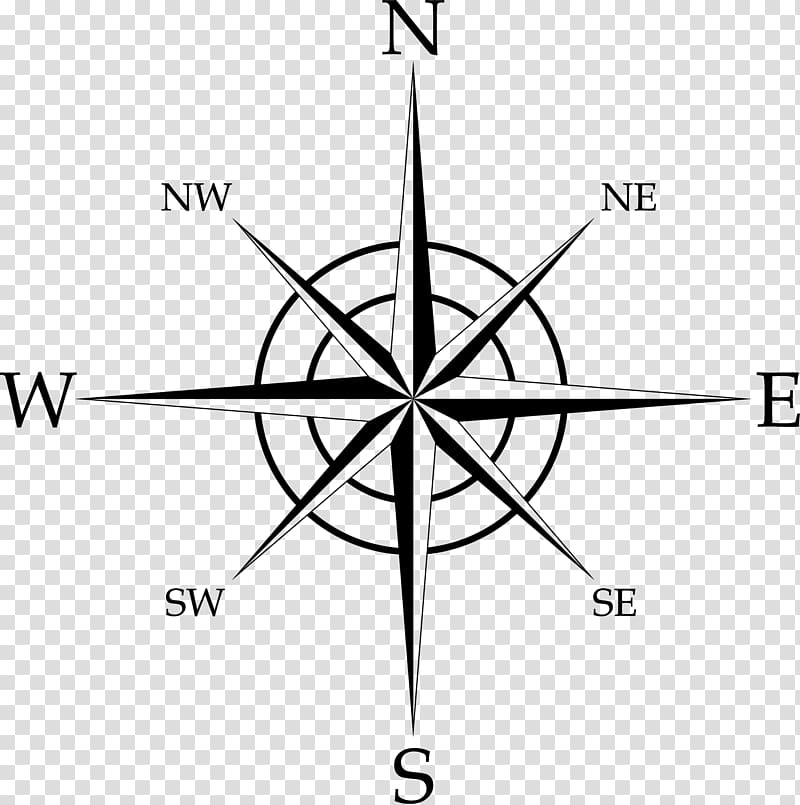 black and white star illustration, Compass rose , compass transparent background PNG clipart