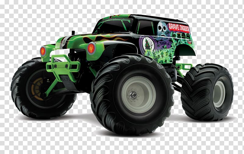 green and black monster truck illustration, Traxxas Grave Digger Radio-controlled car Monster truck, jam transparent background PNG clipart