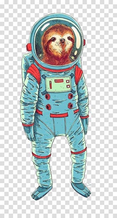 brown animal astronaut illustration, Sloth Astronaut International Space Station Outer space, astronaut transparent background PNG clipart