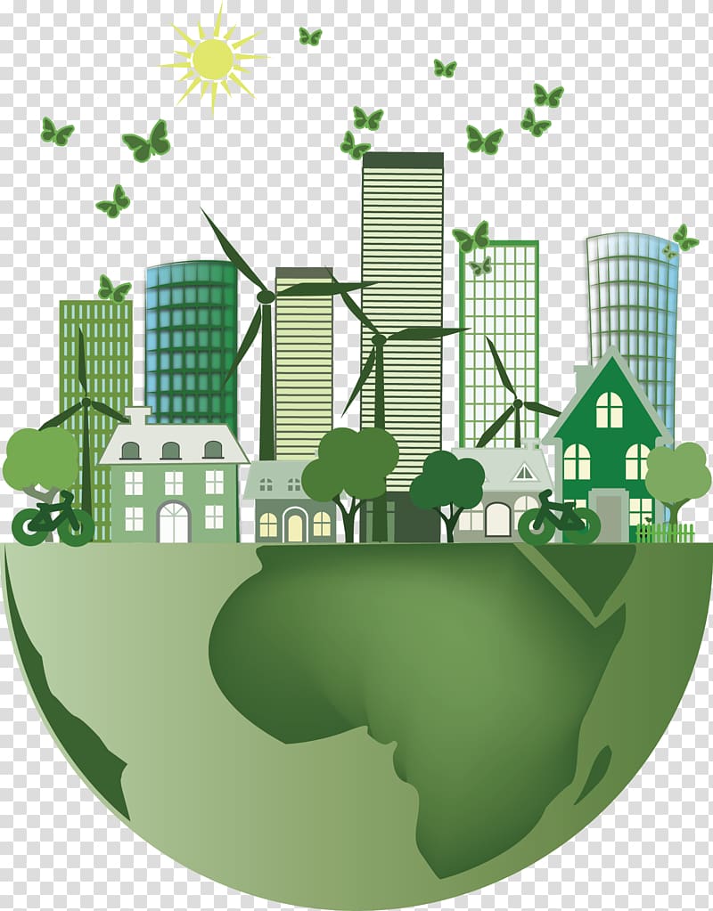 builds and trees earth illustration, Energy conservation, energy saving Caring for the Earth transparent background PNG clipart
