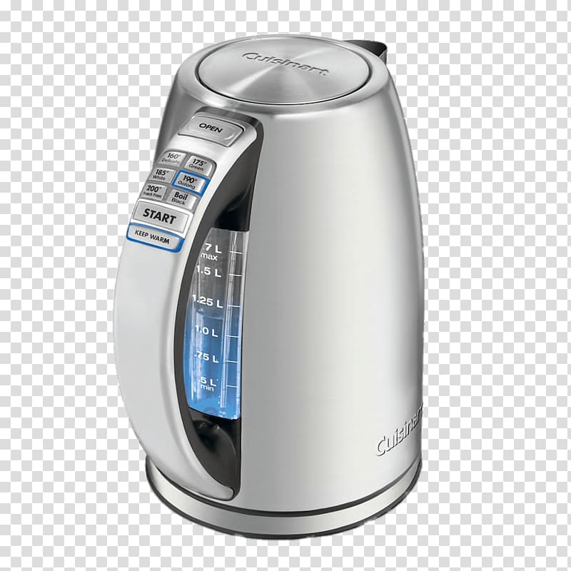 silver Cuisinart electric kettle, Cuisinart Cordless Water Boiler transparent background PNG clipart