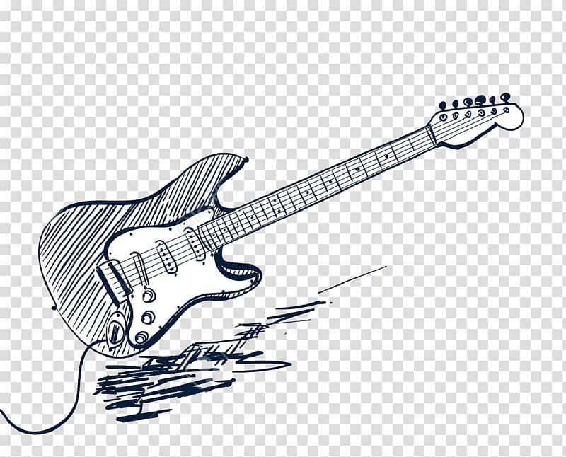 Drawing Electric guitar Sketch graphics, electric guitar transparent background PNG clipart