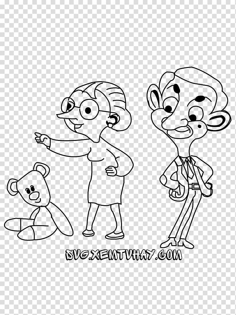 Coloring book Child Drawing Line art Black and white, mr. bean transparent background PNG clipart