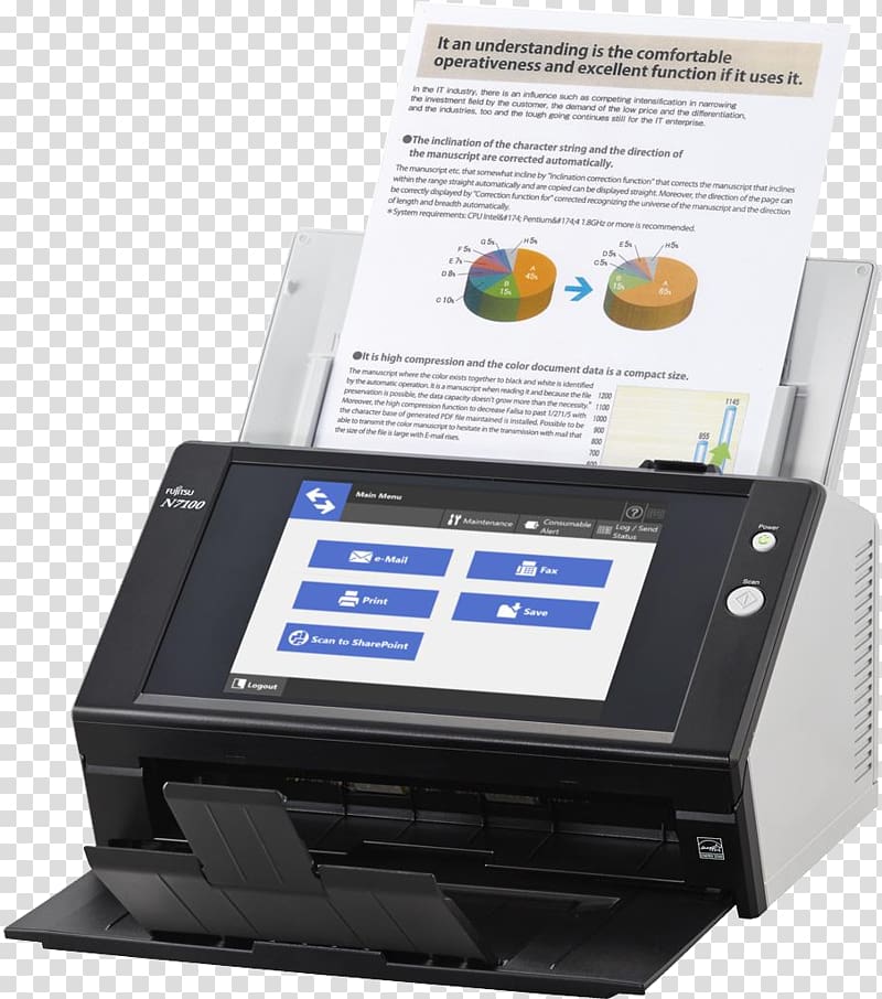 scanner Fujitsu Document imaging Automatic document feeder Business, scanner transparent background PNG clipart