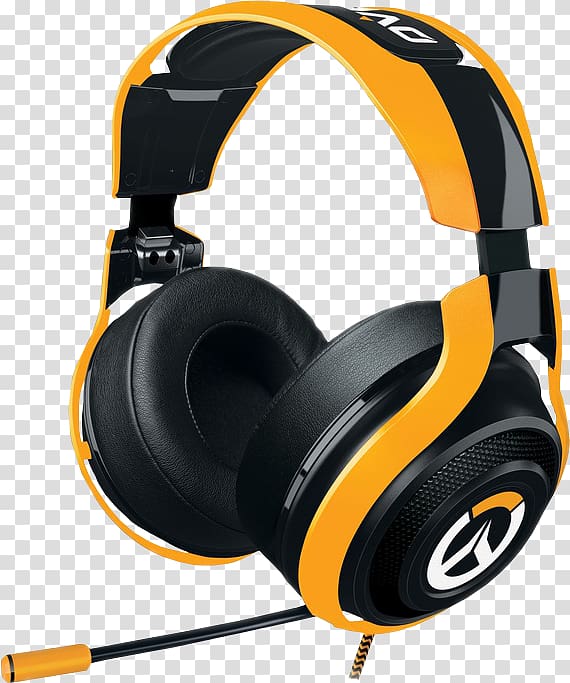 Microphone Overwatch Razer Man O\'War Headphones Headset, pc gaming headset orange transparent background PNG clipart
