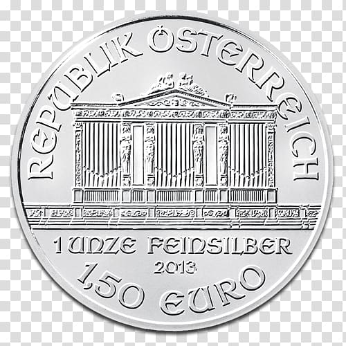 Austrian Silver Vienna Philharmonic Bullion coin, silver transparent background PNG clipart
