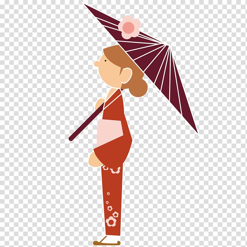 Japanese Kimono, Umbrella of the Japanese woman transparent background PNG clipart