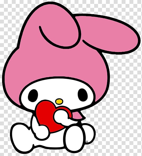 white and pink rabbit holding heart , My Melody Hello Kitty Sanrio Cartoon, my melody transparent background PNG clipart