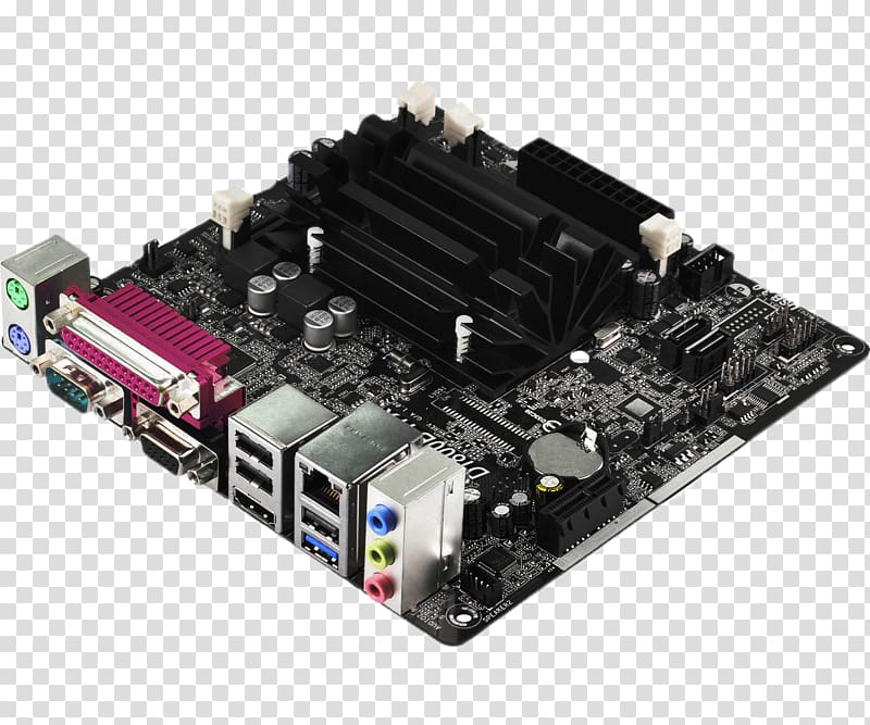 Intel Mini-ITX Motherboard ASRock Q1900B-ITX, Miniitx transparent background PNG clipart