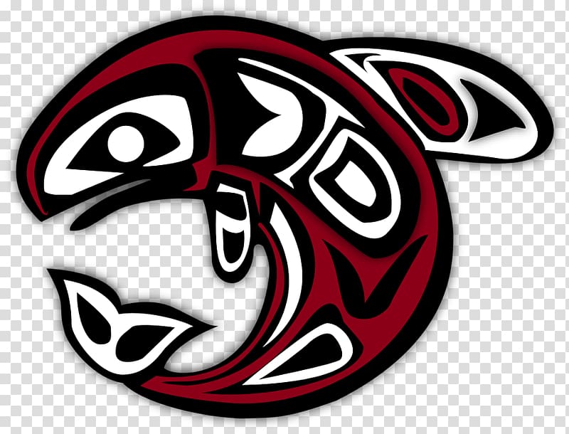 Pacific Northwest Tofino Totem pole Whale, Red and black art design free transparent background PNG clipart