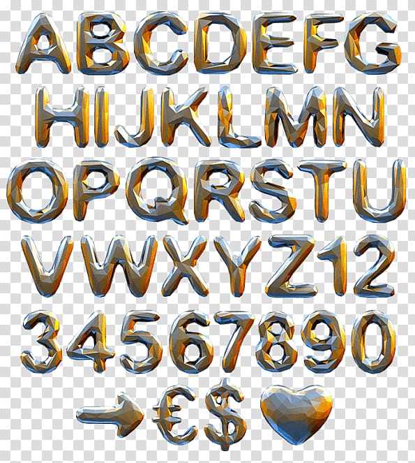 Lettering Alphabet Typeface Font, Polygonal gold transparent background PNG clipart