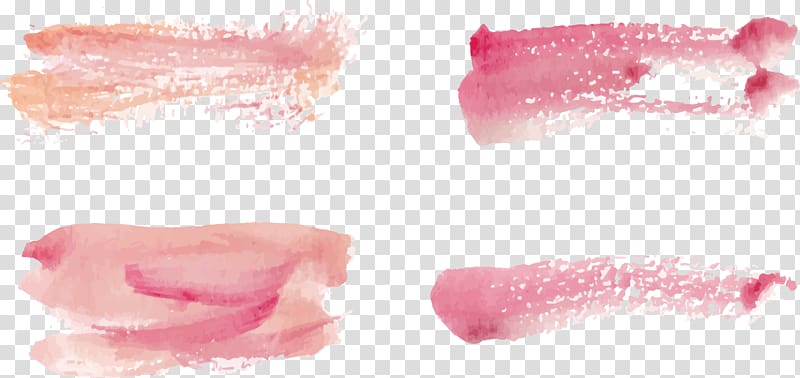 Lip gloss Lipstick Pink, hand-painted watercolor strokes, pink and white abstract painting transparent background PNG clipart