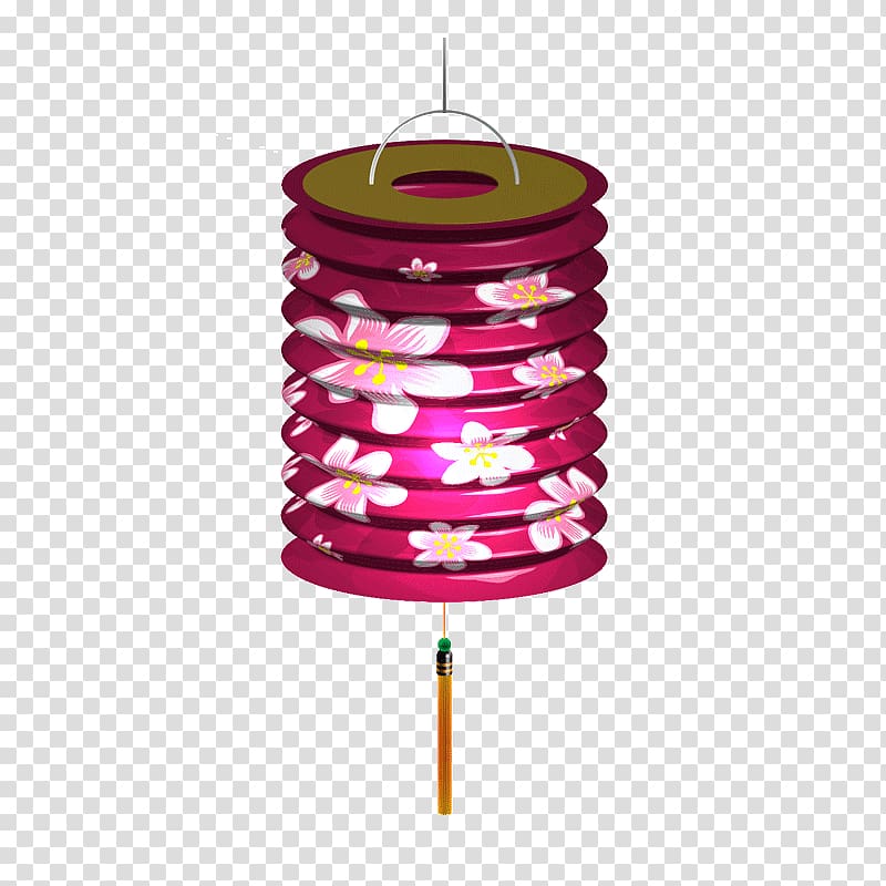 purple and white floral pendant lamp, Mid-Autumn Festival lantern elements transparent background PNG clipart