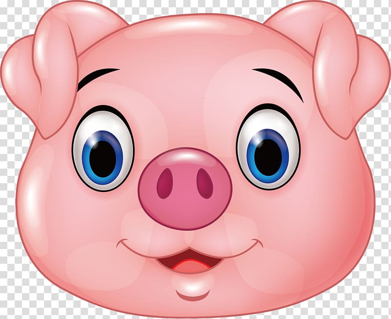 Domestic pig Cartoon, Pink pig transparent background PNG clipart
