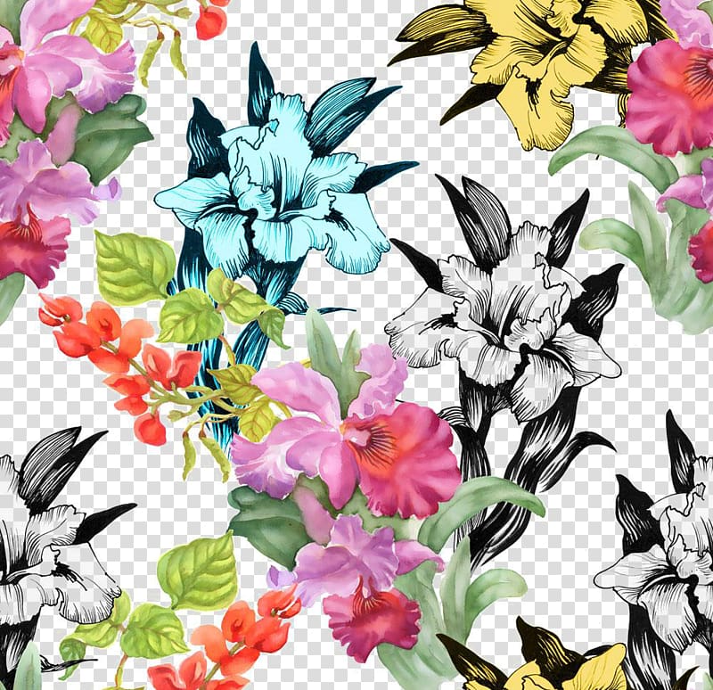 assorted-color flowers art, Watercolor painting Flower Art, Trumpet background decoration pattern transparent background PNG clipart