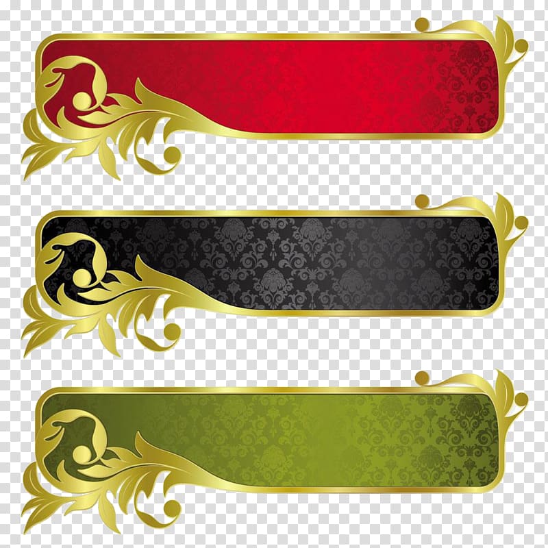 Banner Gold Ribbon, European pattern metal texture border pattern transparent background PNG clipart