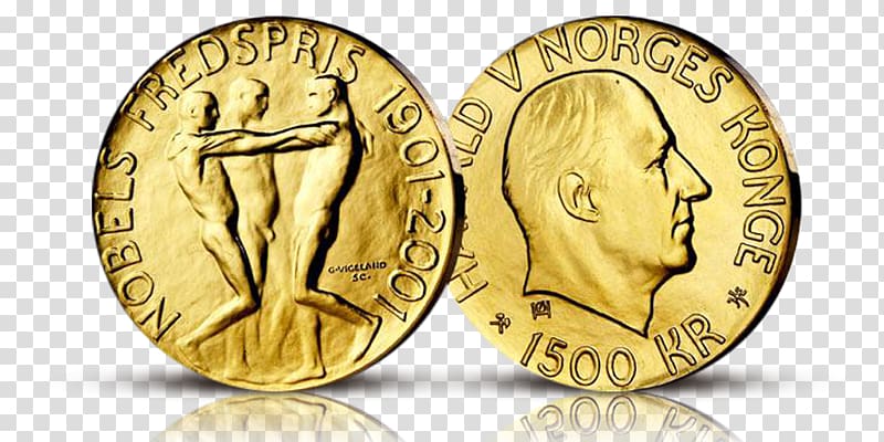 Norway 2001 Nobel Peace Prize Coin Nobel Prize, gull transparent background PNG clipart