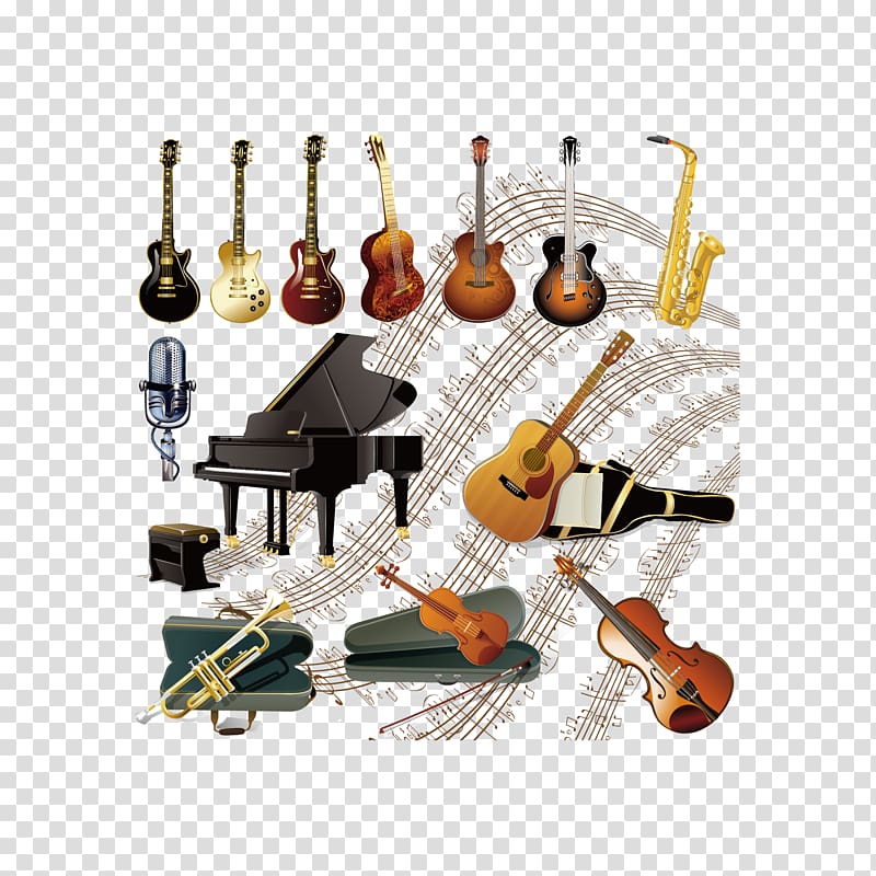 Musical instrument Drums, guitar horse piano and piano transparent background PNG clipart