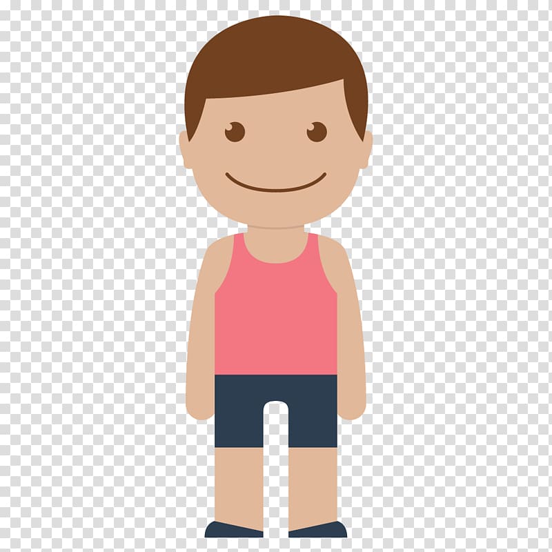 man standing wearing pink tank top and blue shorts , Cartoon Boy transparent background PNG clipart
