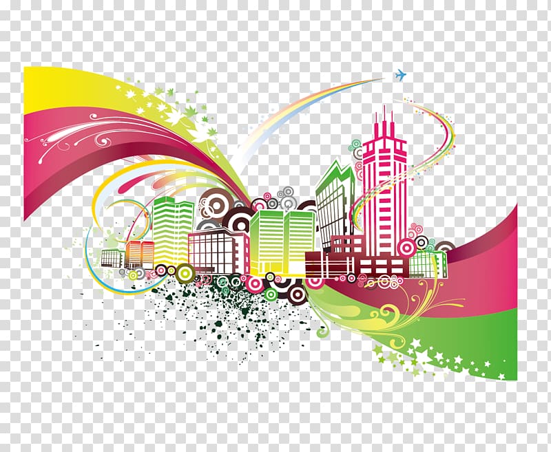 Microsoft PowerPoint Template Presentation slide Microsoft Excel, Colorful city transparent background PNG clipart