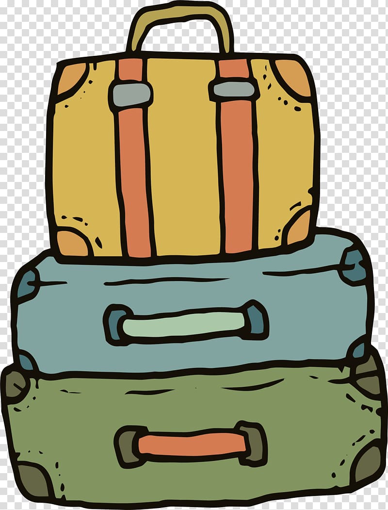 Yunnan Train Baggage, Hand painted three pieces of luggage transparent background PNG clipart