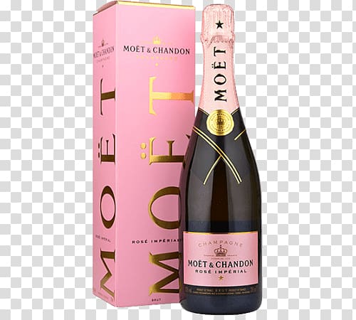 Moet wine bottle with box, Moet & Chandon Rosé Impérial transparent background PNG clipart