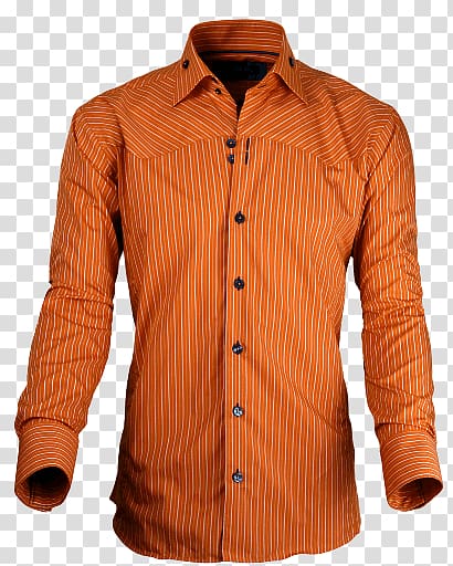 brown button-up long-sleeved shirt art, Shirt Orange transparent background PNG clipart