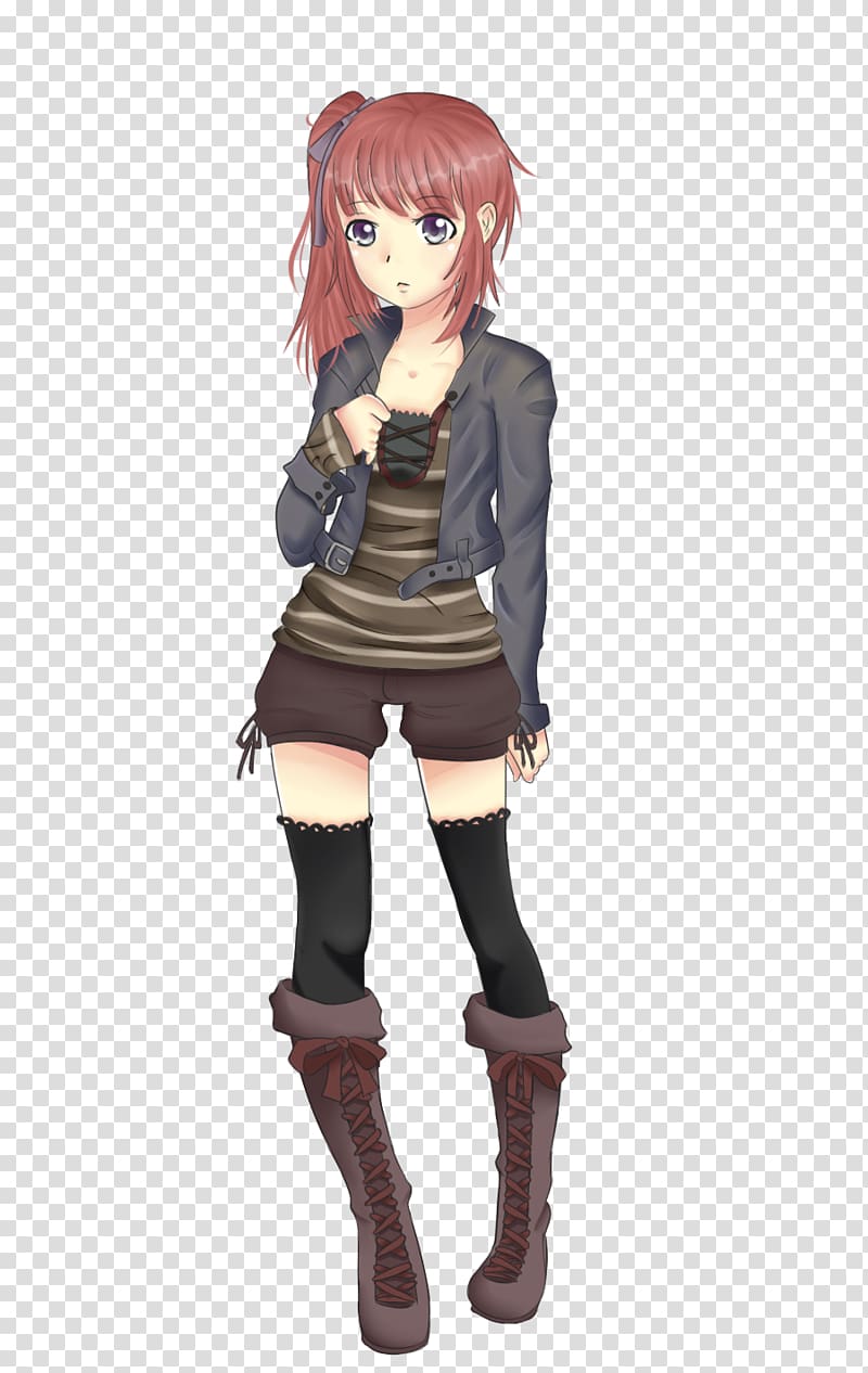 Anime Brown hair Red hair Female, anime girl transparent background PNG clipart