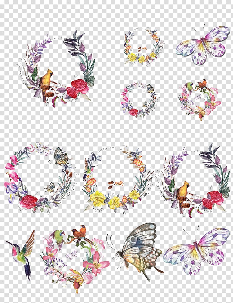 assorted flower wreaths illustration, Wreath Garland Flower, Garland Collection transparent background PNG clipart
