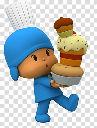 chef holding cake illustration, Pocoyo the Cook transparent background PNG clipart