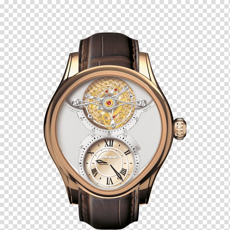 Villeret Montblanc Watch Tourbillon Jewellery, Gold coffee color Montblanc watch male watch gears transparent background PNG clipart