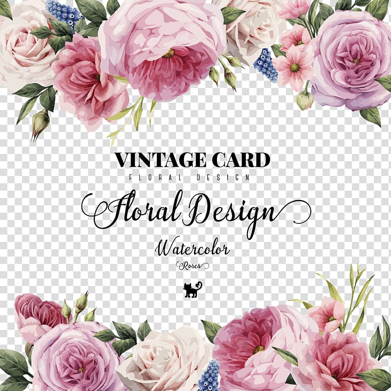 Wedding invitation Flower Greeting card, HD hand-painted watercolor roses , vintage card floral designs advertisement transparent background PNG clipart