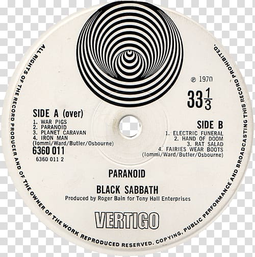 Compact disc Paranoid Black Sabbath Phonograph record Vertigo Records, black sabbath transparent background PNG clipart