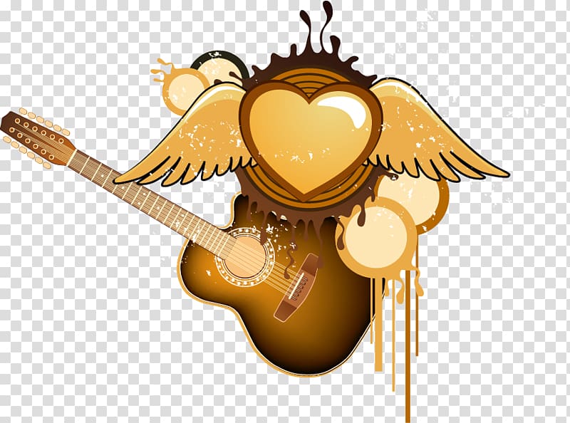 Flying Heart Guitar material transparent background PNG clipart