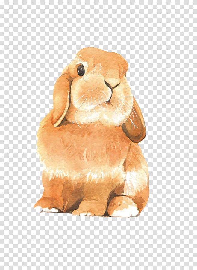 Watercolor painting Drawing Colored pencil Rabbit, Painted brown rabbit transparent background PNG clipart