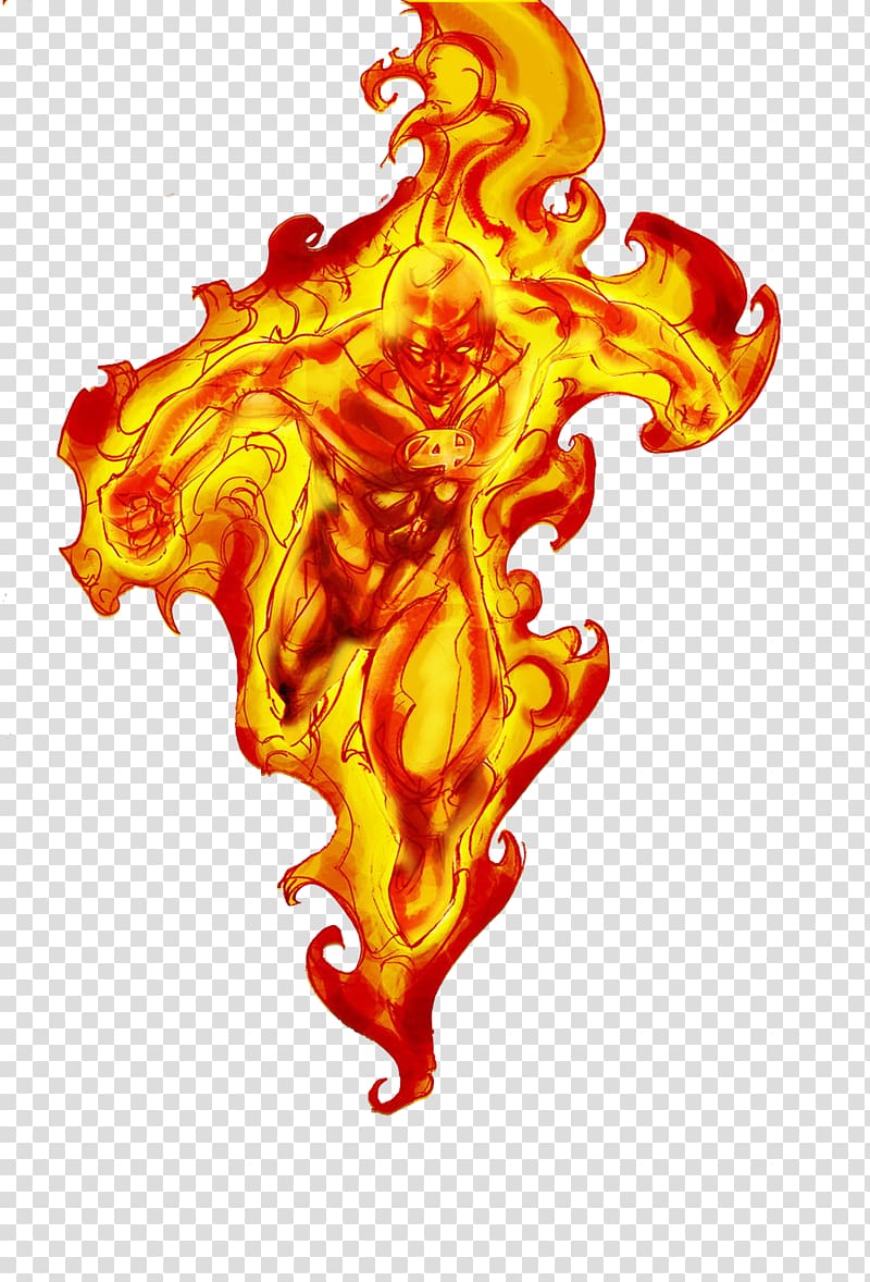 Human Torch Marvel Heroes 2016 Silver Surfer Invisible Woman, Human Torch transparent background PNG clipart